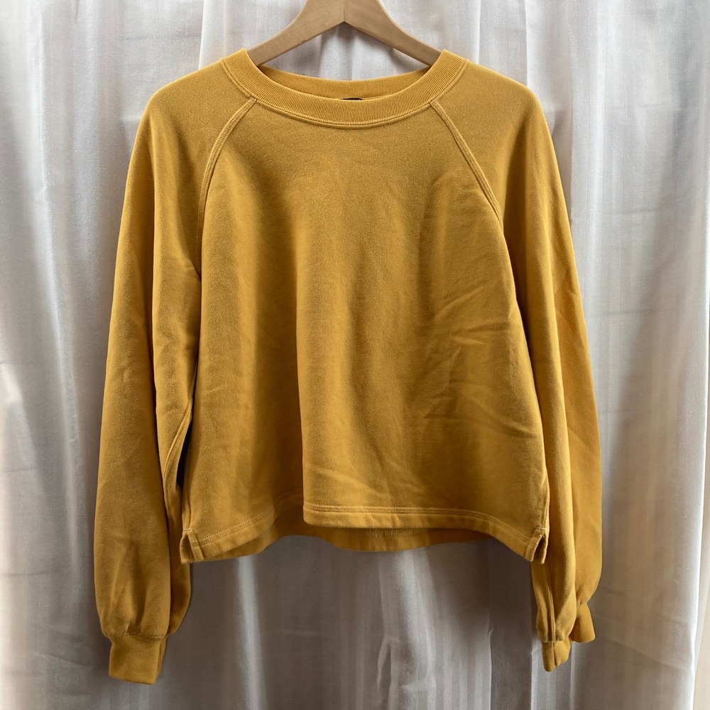 Abercrombie Fitch Mustard Yellow Crew Neck Long Sleeve Sweatshirt Top S Cozy